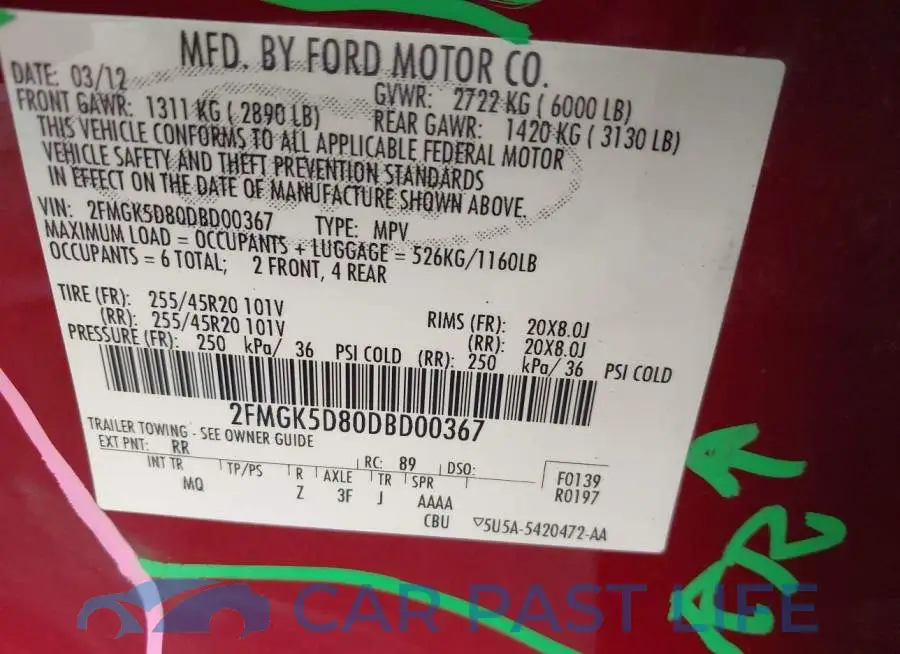 2FMGK5D80DBD00367# 9