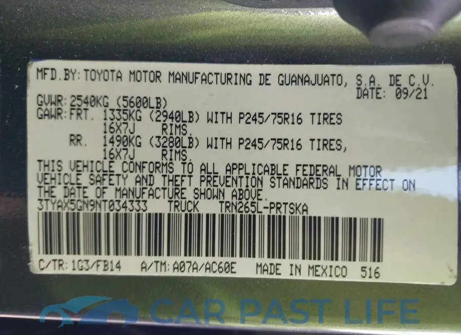 3TYAX5GN9NT034333# 9