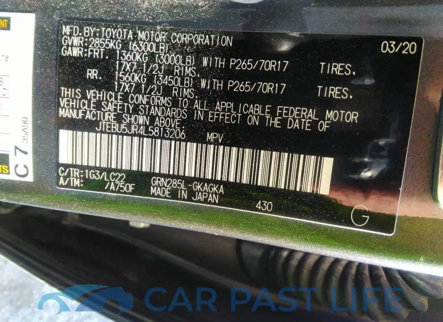 JTEBU5JR4L5813206# 9