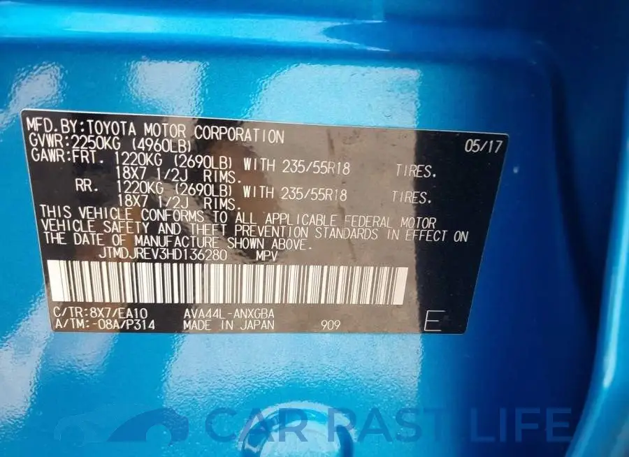 JTMDJREV3HD136280# 9