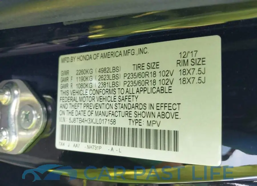 5J8TB4H3XJL017158# 9