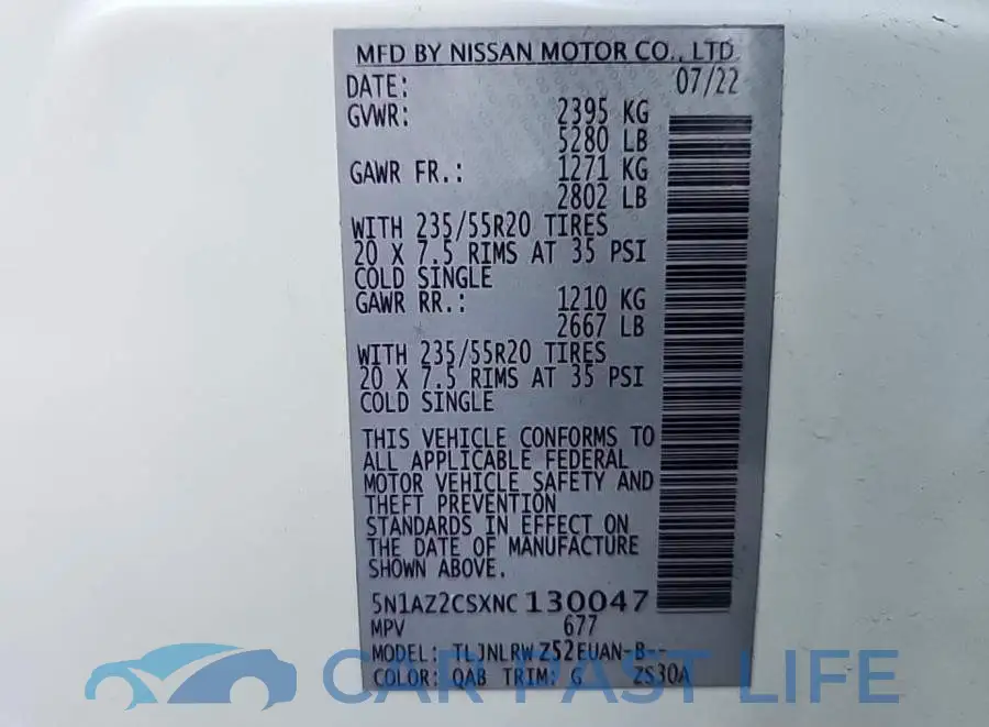5N1AZ2CSXNC130047# 8