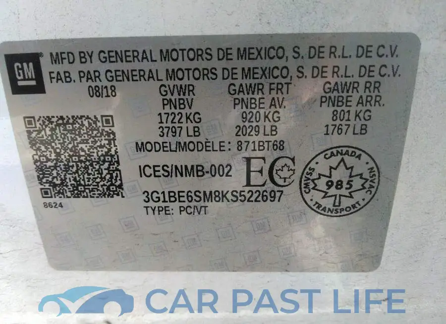 3G1BE6SM8KS522697# 9