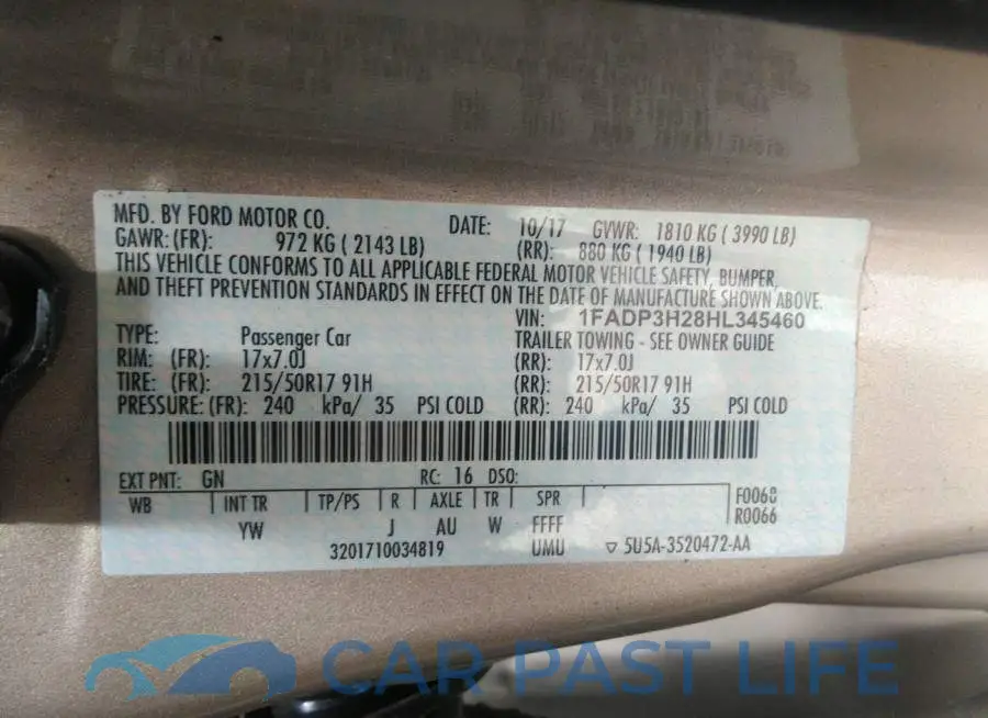 1FADP3H28HL345460# 9