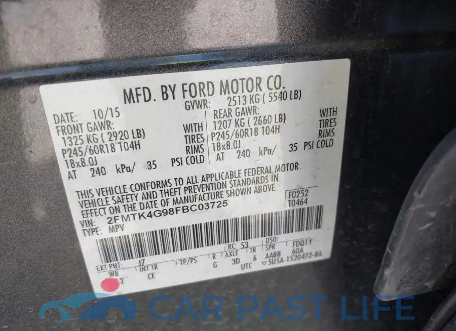 2FMTK4G98FBC03725# 9