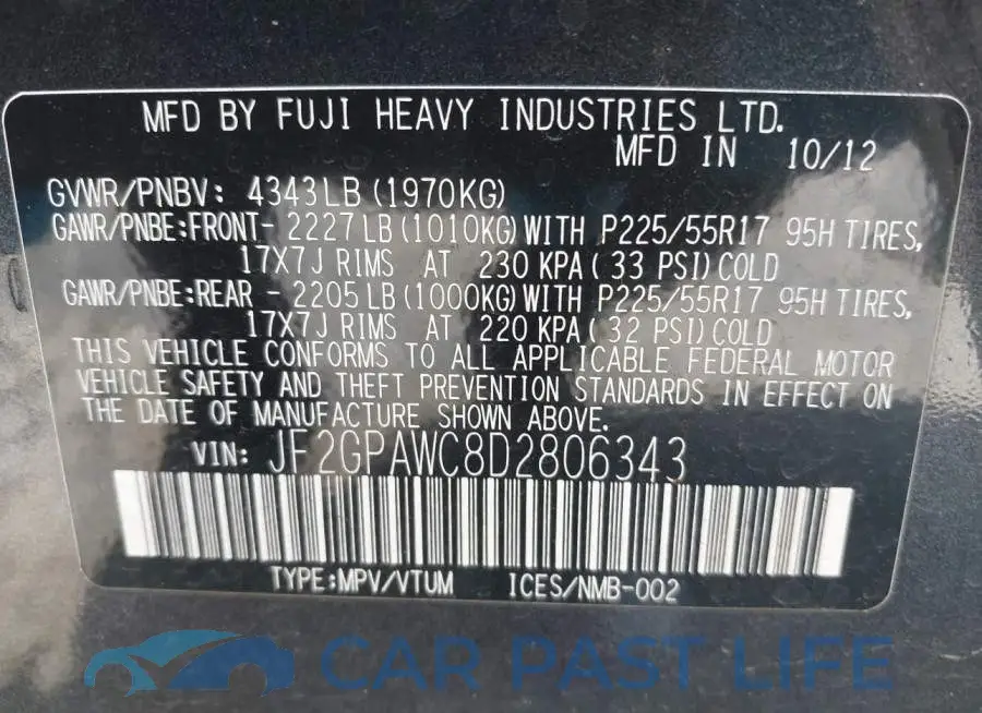JF2GPAWC8D2806343# 9