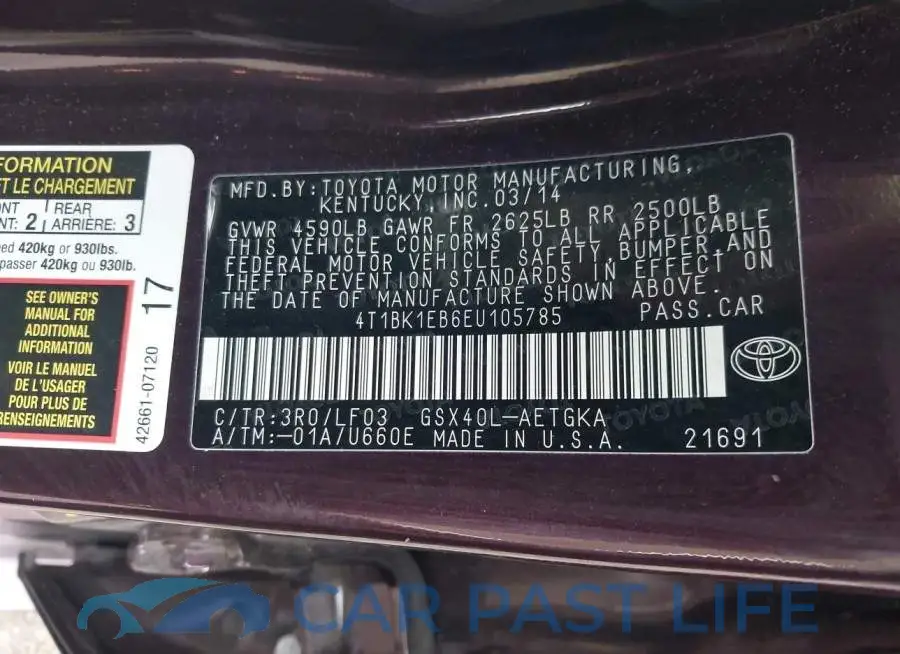 4T1BK1EB6EU105785# 9
