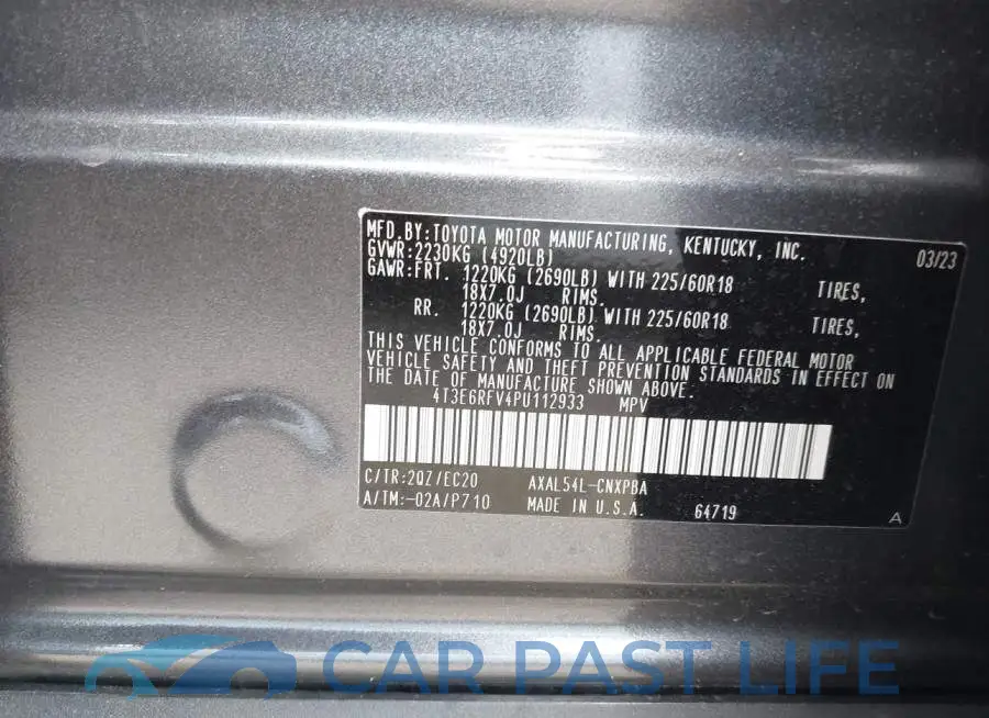 4T3E6RFV4PU112933# 9