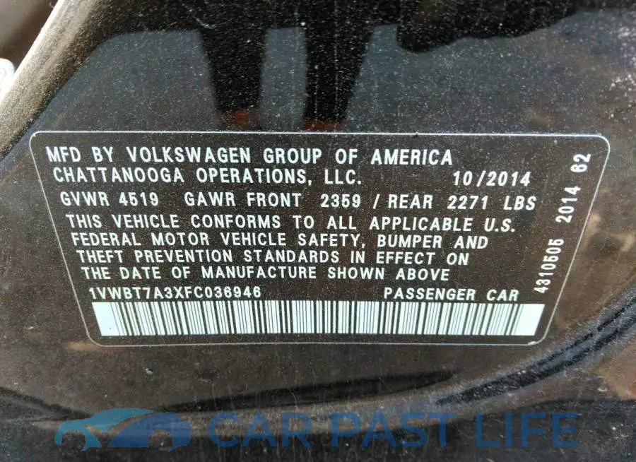 1VWBT7A3XFC036946# 9