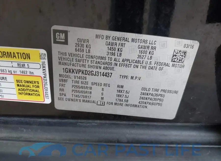 1GKKVPKD2GJ314437# 9
