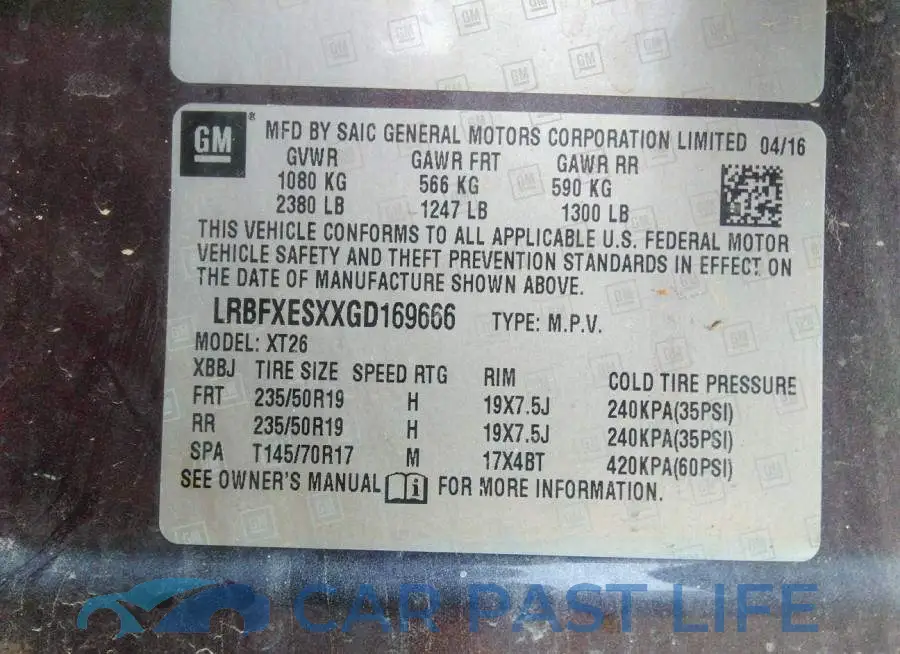 LRBFXESXXGD169666# 9