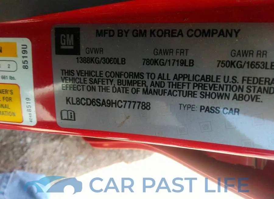 KL8CD6SA9HC777788# 9
