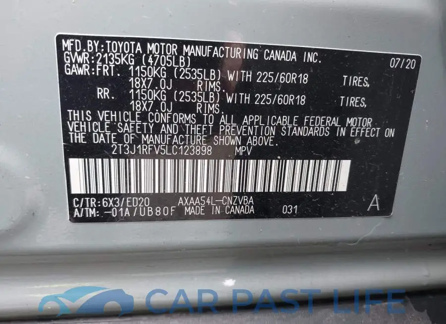 2T3J1RFV5LC123898# 9
