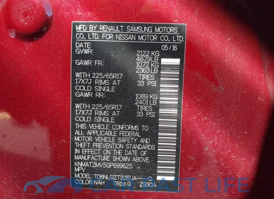 KNMAT2MV5GP699625# 9