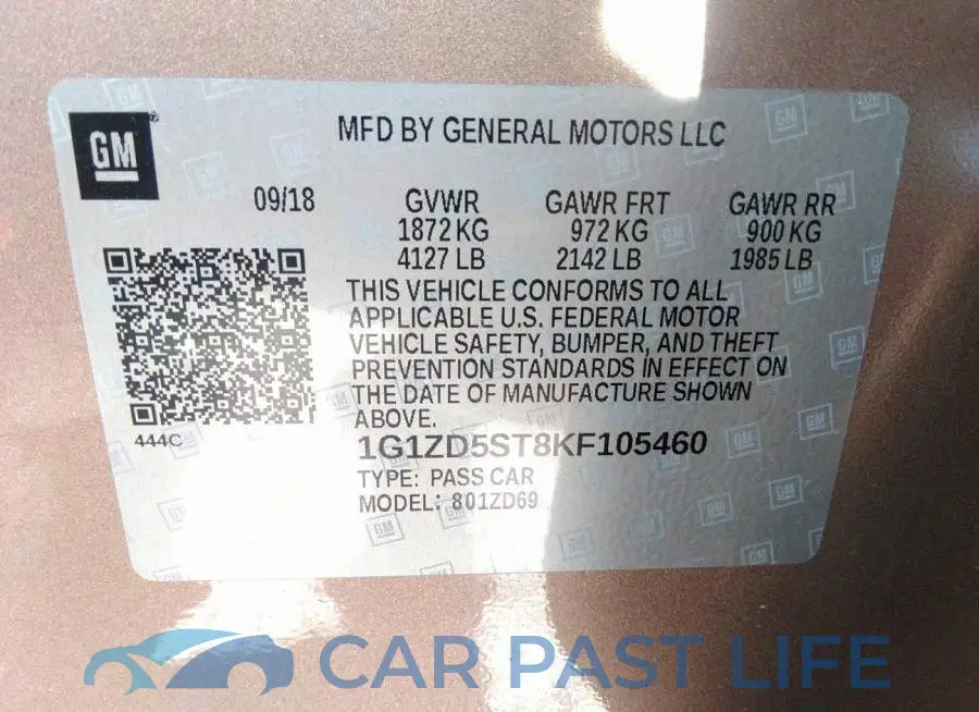 1G1ZD5ST8KF105460# 9