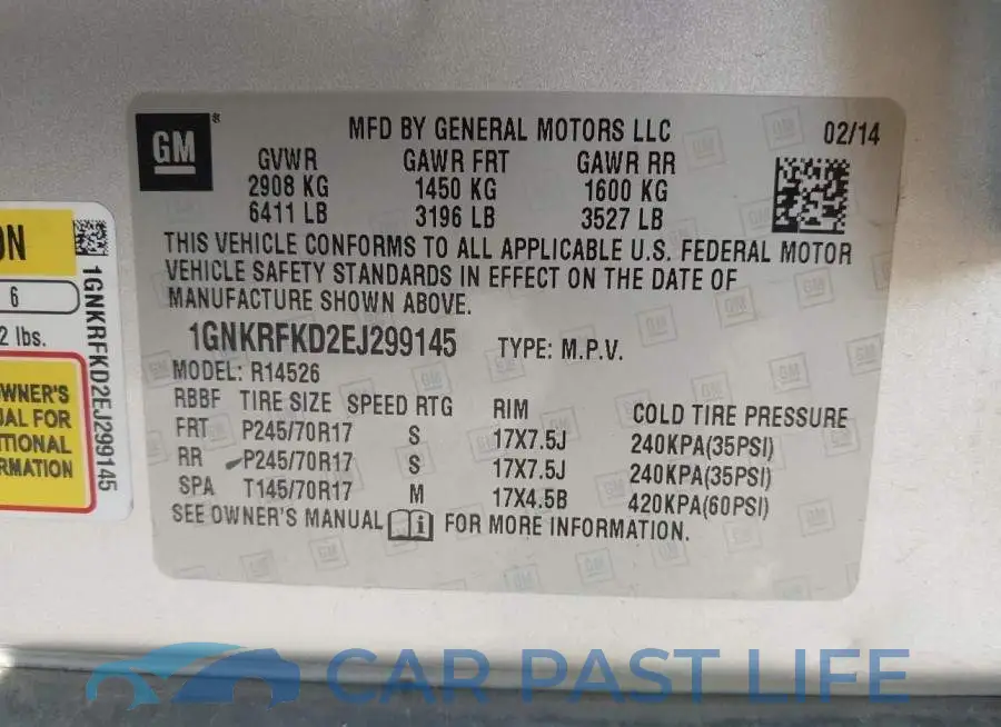 1GNKRFKD2EJ299145# 9