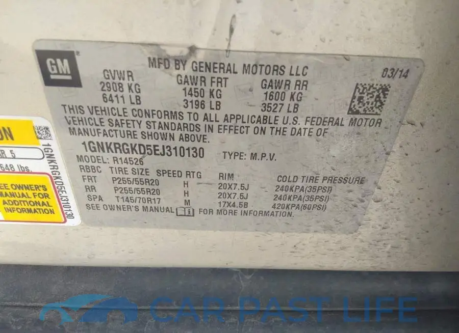 1GNKRGKD5EJ310130# 9