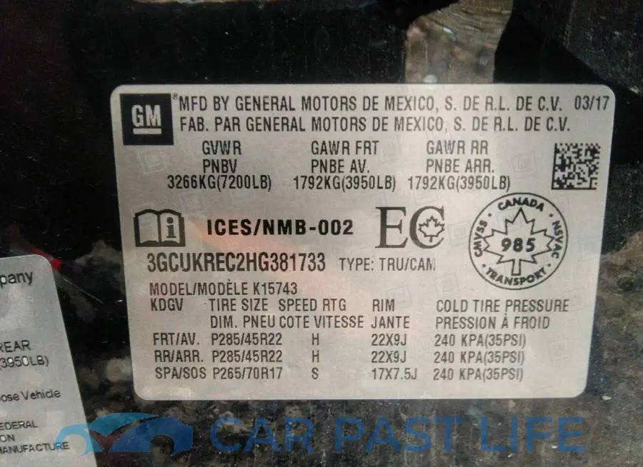 3GCUKREC2HG381733# 9