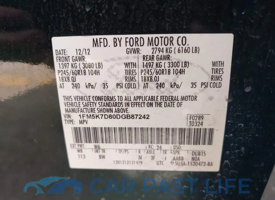 1FM5K7D80DGB87242# 9
