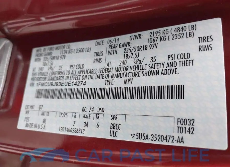 1FMCU9J93EUE14274# 9