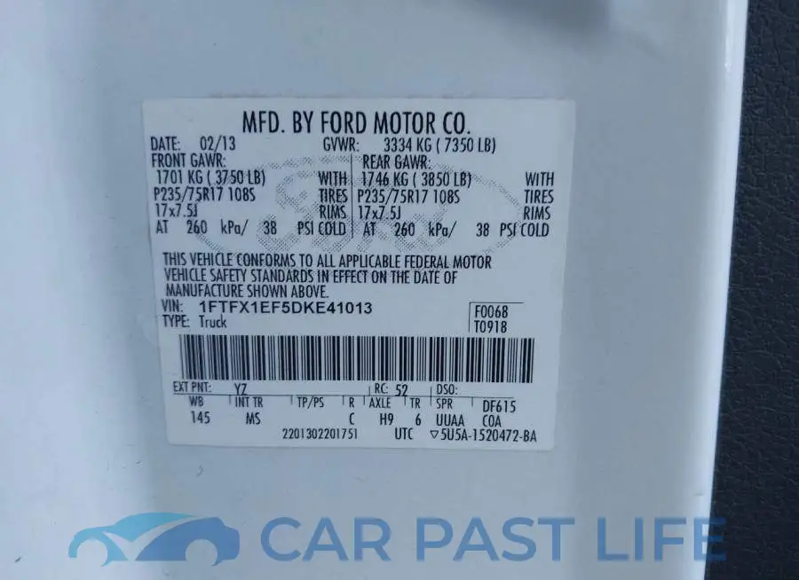 1FTFX1EF5DKE41013# 9