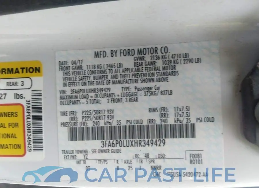 3FA6P0LUXHR349429# 9