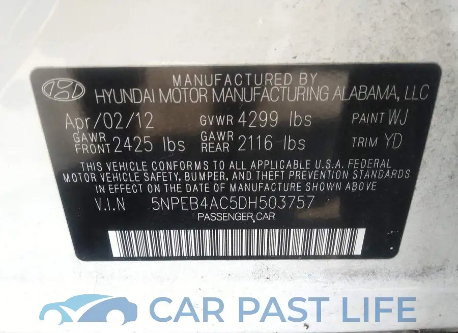 5NPEB4AC5DH503757# 9