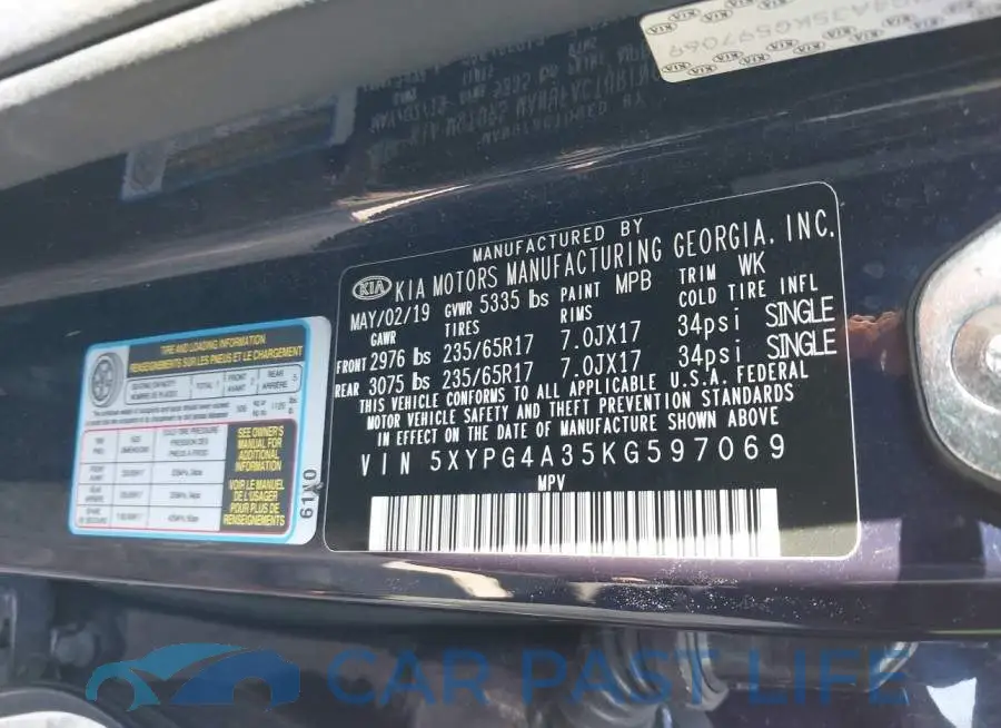 5XYPG4A35KG597069# 9