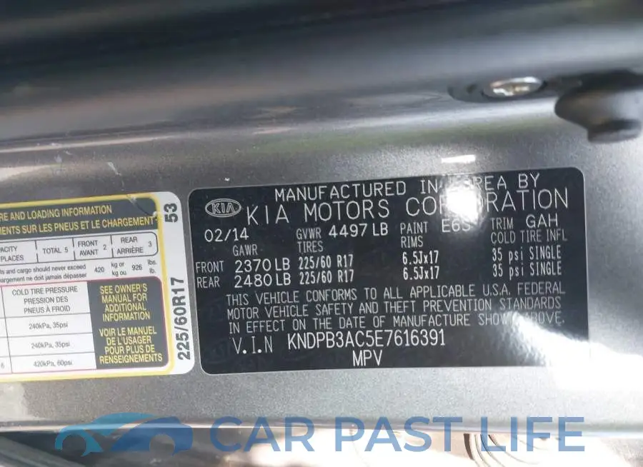 KNDPB3AC5E7616391# 9