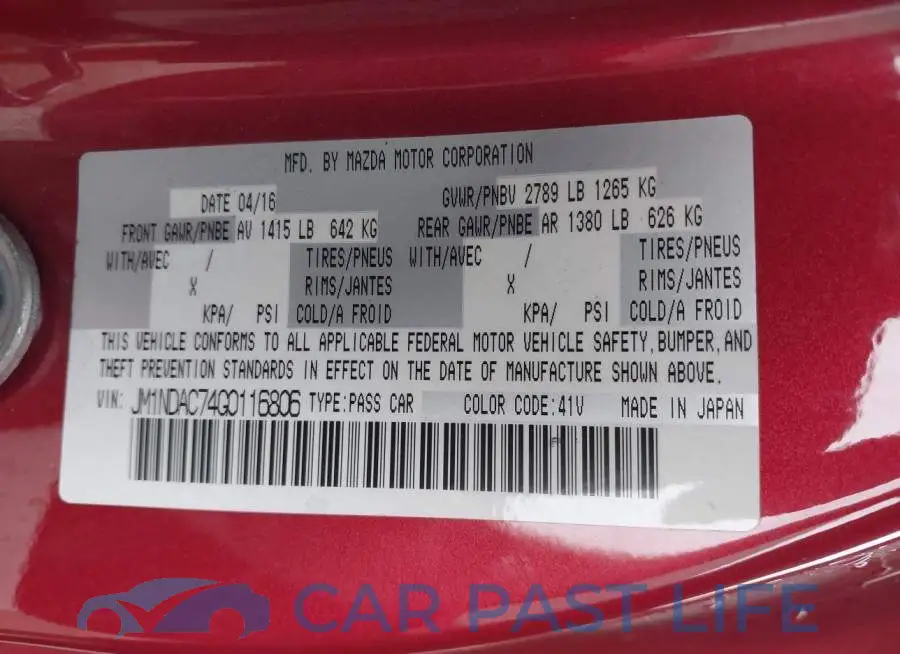 JM1NDAC74G0116806# 9