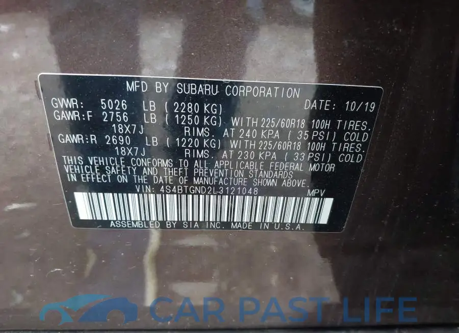 4S4BTGND2L3121048# 9