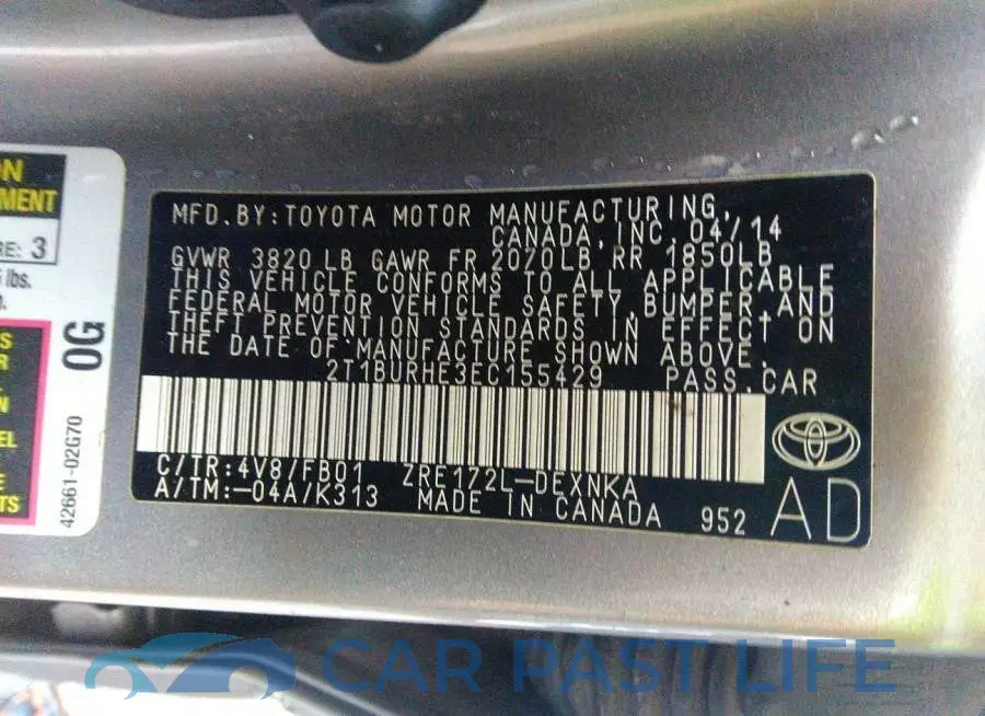 2T1BURHE3EC155429# 9