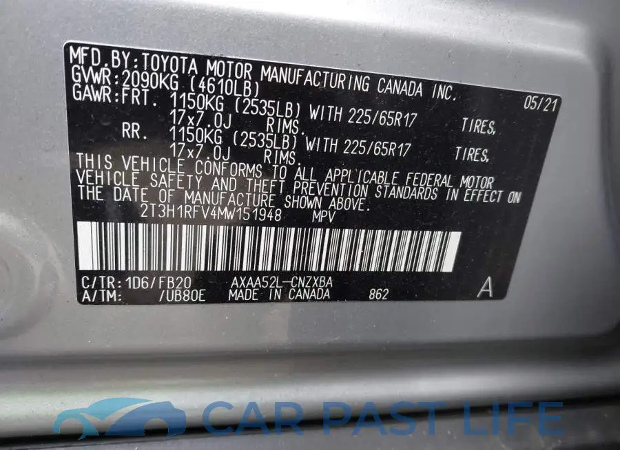 2T3H1RFV4MW151948# 9