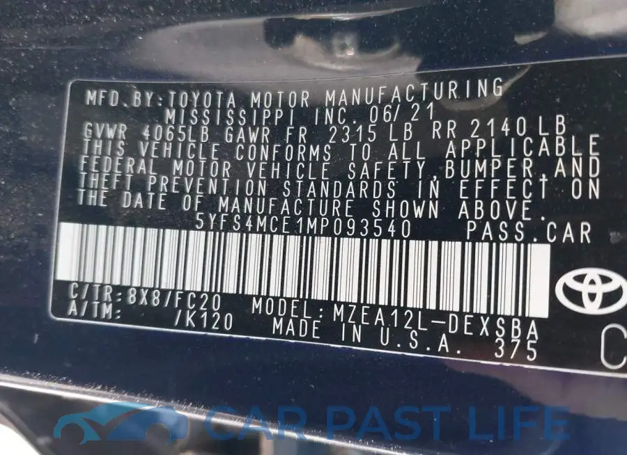 5YFS4MCE1MP093540# 9