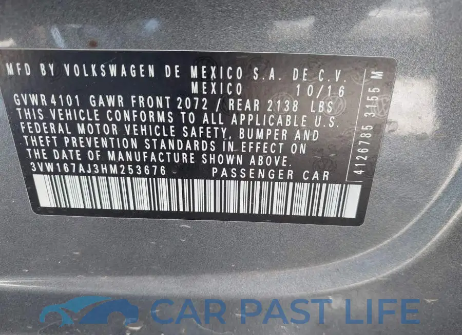 3VW167AJ3HM253676# 9
