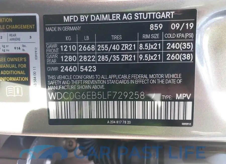 WDC0G6EB5LF729258# 9