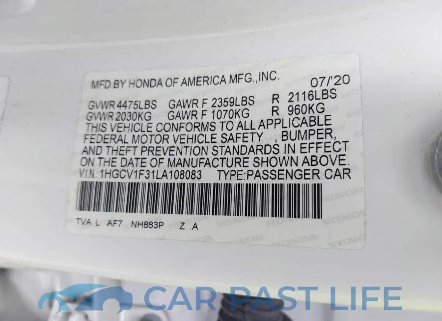 1HGCV1F31LA108083# 9