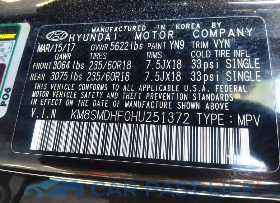 KM8SMDHF0HU251372# 9