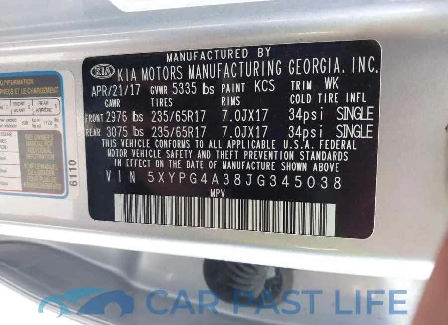 5XYPG4A38JG345038# 9