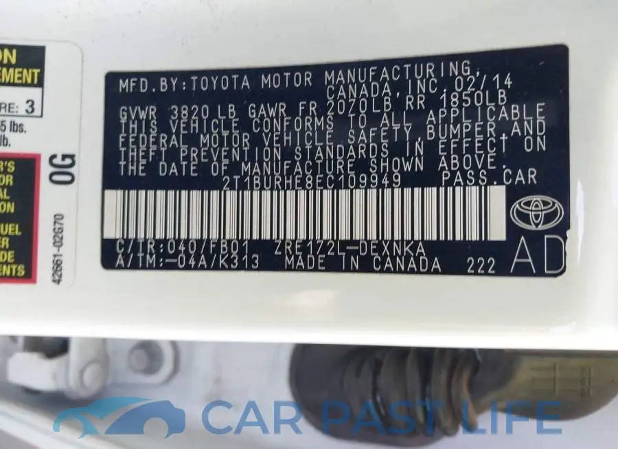 2T1BURHE8EC109949# 9