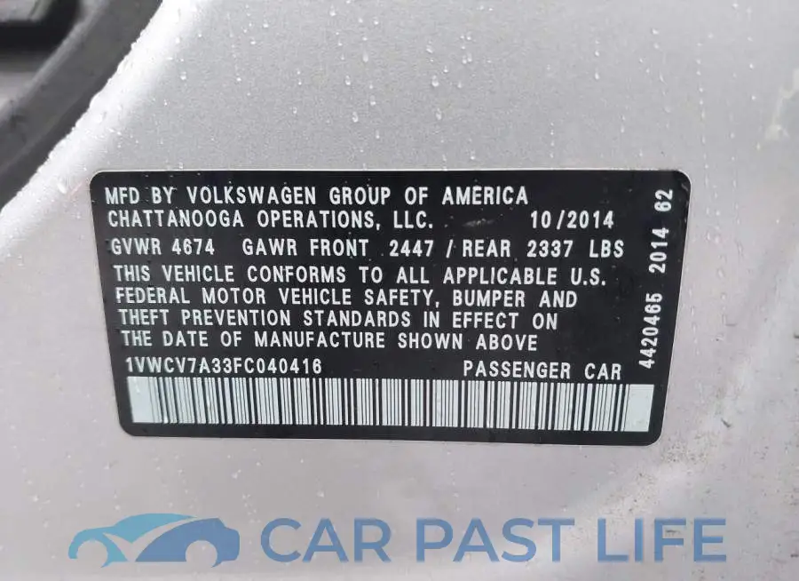 1VWCV7A33FC040416# 9