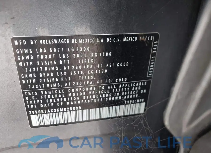 3VV0B7AX3KM025099# 9