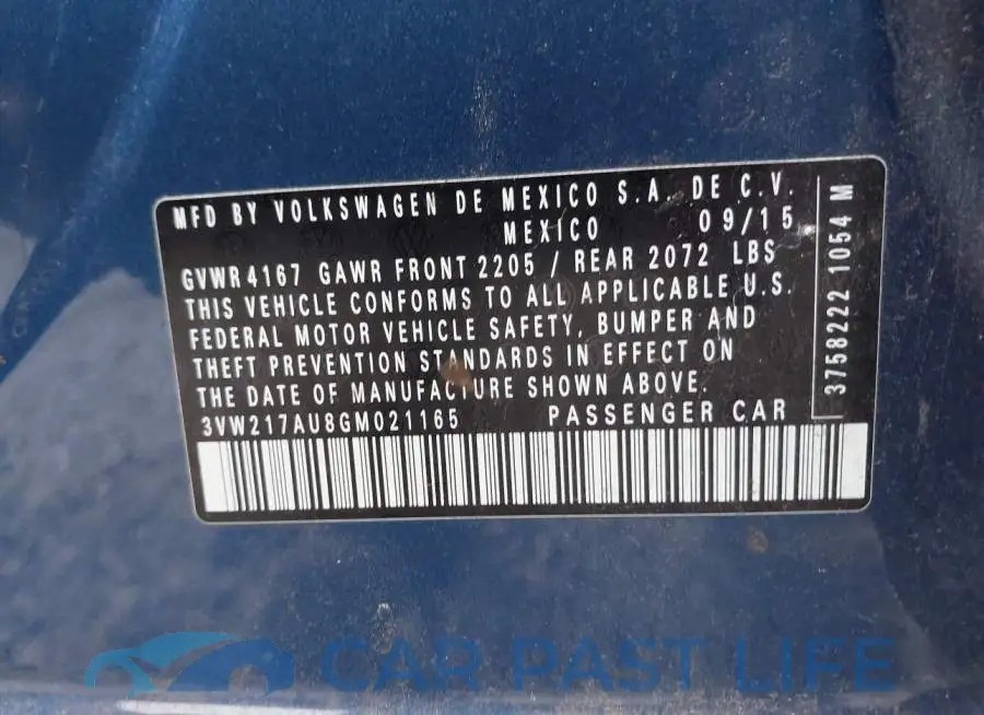 3VW217AU8GM021165# 9