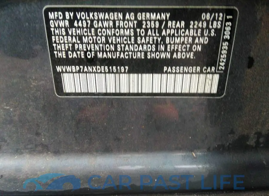 WVWBP7ANXDE515197# 9