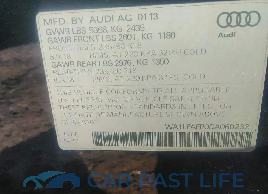 WA1LFAFP0DA060232# 9