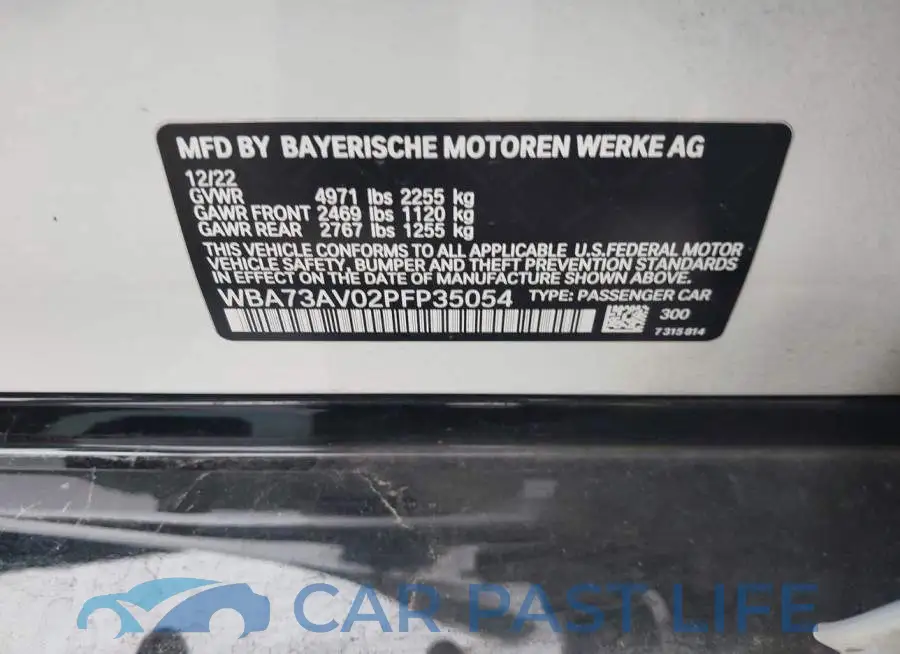 WBA73AV02PFP35054# 9