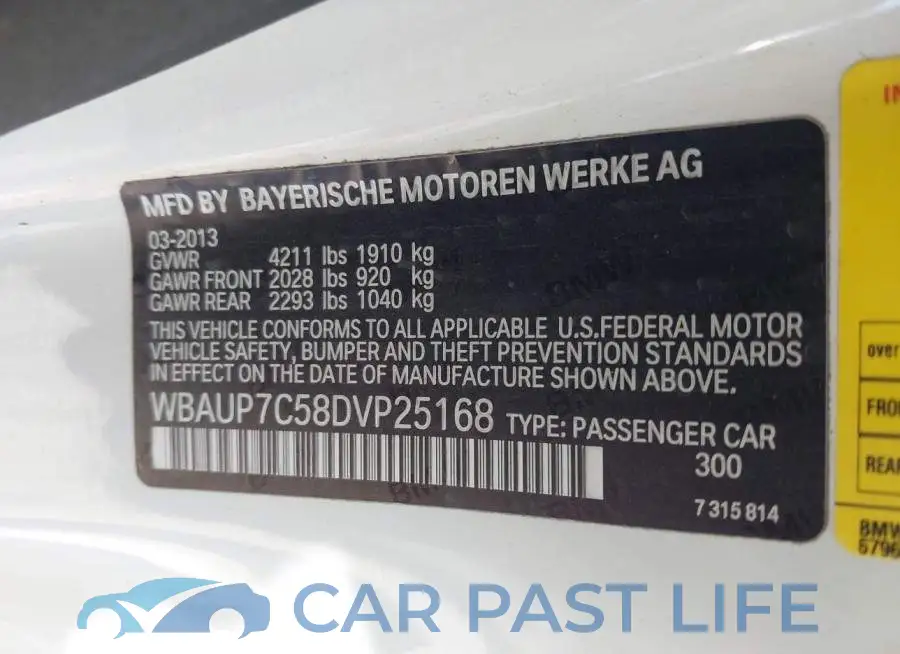 WBAUP7C58DVP25168# 9