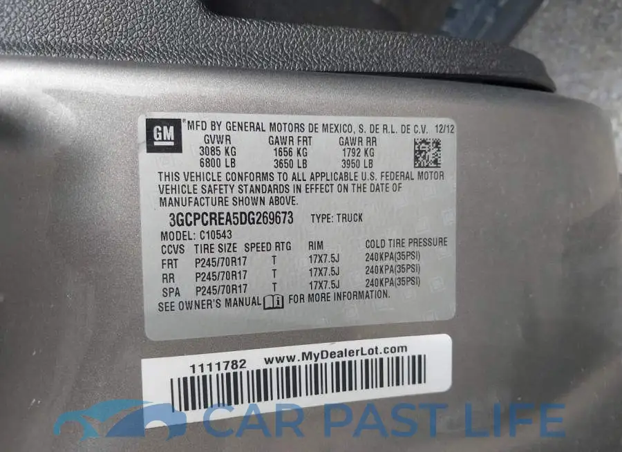 3GCPCREA5DG269673# 9