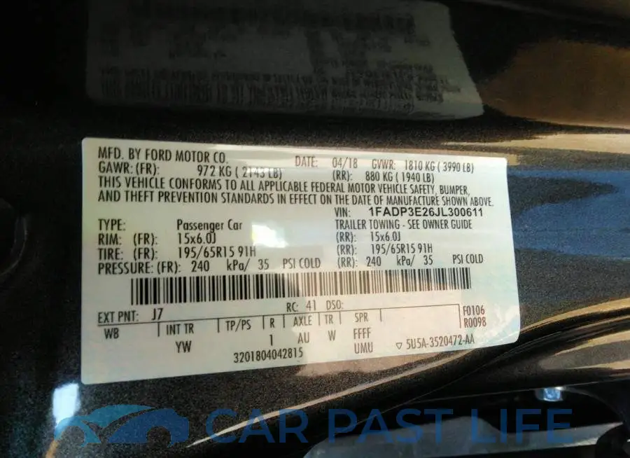 1FADP3E26JL300611# 9
