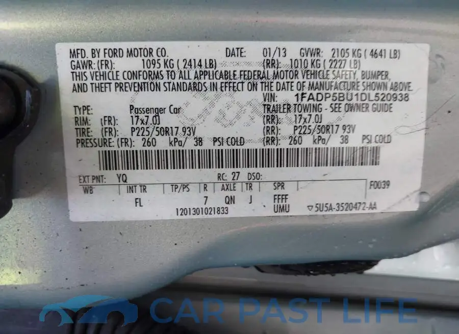 1FADP5BU1DL520938# 9